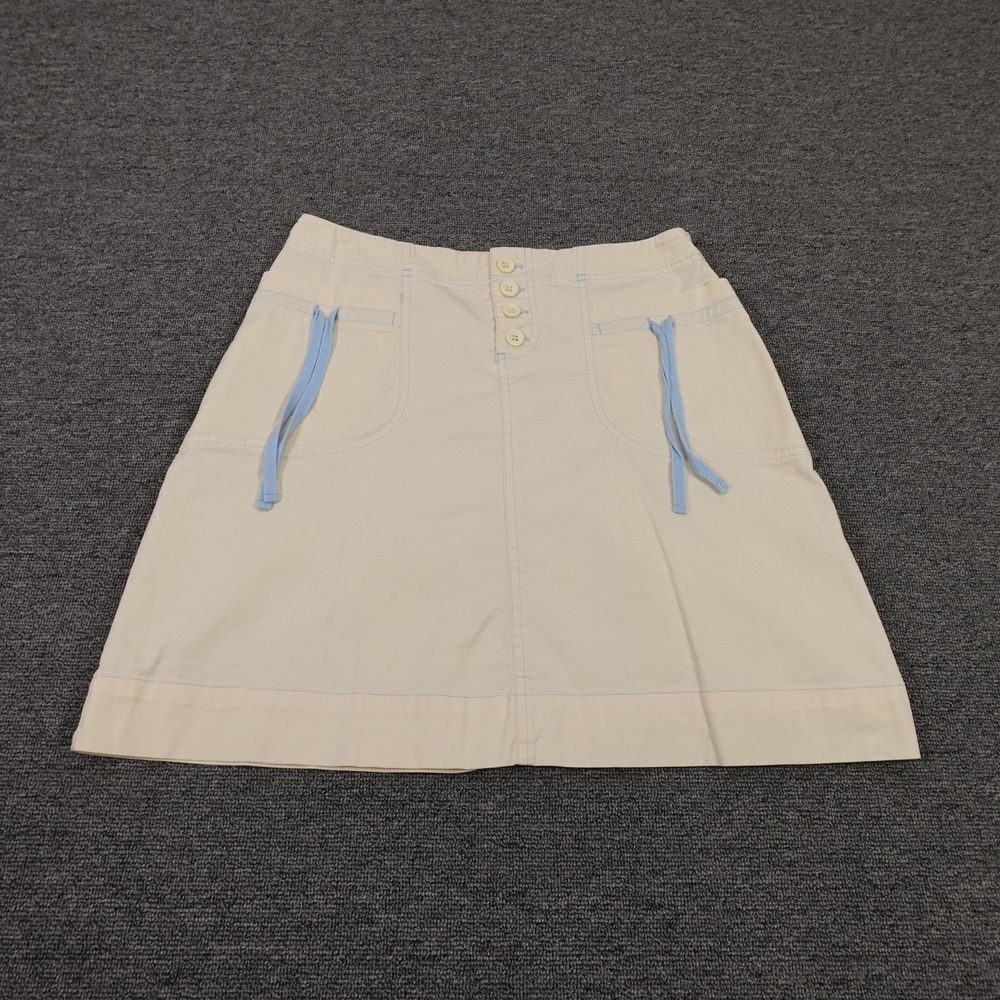 Cambridge Dry Goods Skirt Womens 4‎ White Twill A-Line Button Pockets Casual